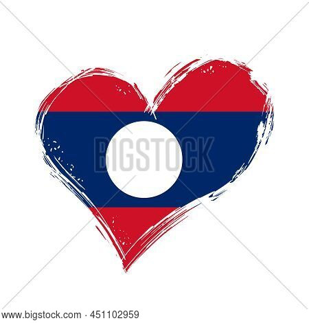 Laotian Flag Heart-shaped Grunge Background. Vector Illustration.