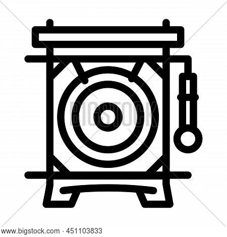 Chinese Gong Line Icon Vector. Chinese Gong Sign. Isolated Contour Symbol Black Illustration