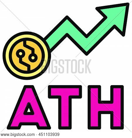 All Time High Icon, Cryptocurrency Related Vector Illustration