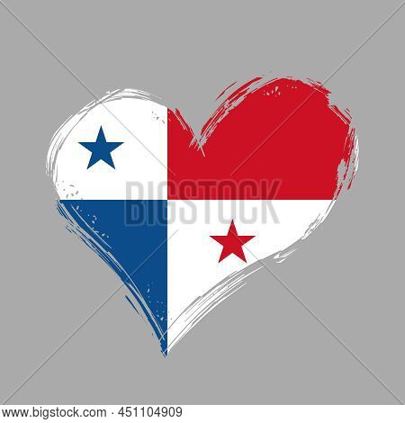 Panamian Flag Heart-shaped Grunge Background. Vector Illustration.