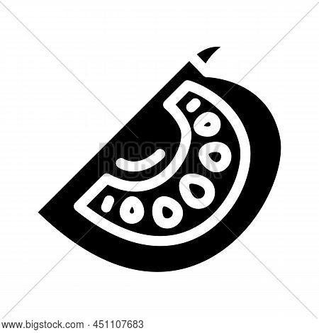 Half Tomato Glyph Icon Vector. Half Tomato Sign. Isolated Contour Symbol Black Illustration