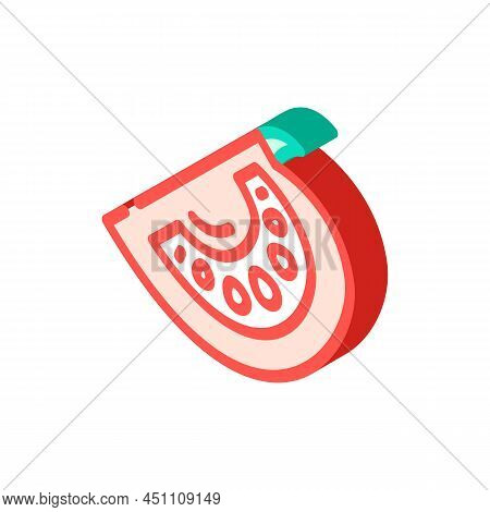 Half Tomato Isometric Icon Vector. Half Tomato Sign. Isolated Symbol Illustration