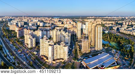 Aerial View Of Troieshchyna District Of Kyiv, The Capital Of Ukraine, Before The Russian Invasion