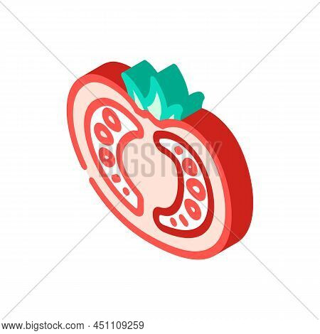 Half Tomato Isometric Icon Vector. Half Tomato Sign. Isolated Symbol Illustration