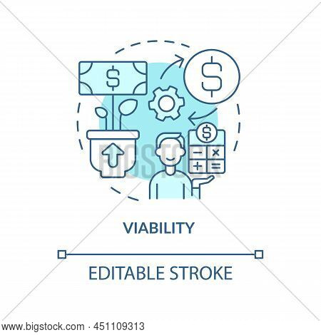 Viability Turquoise Concept Icon. Sustainable Land Management Abstract Idea Thin Line Illustration. 