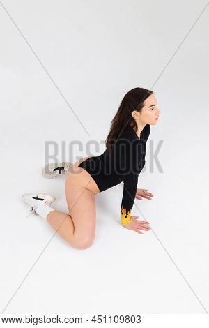 Attractive Girl Dancing Twerk In The Studio