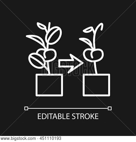 Withered Plant White Linear Icon For Dark Theme. Fading And Wilting Flowers And Houseplants. Indoor 