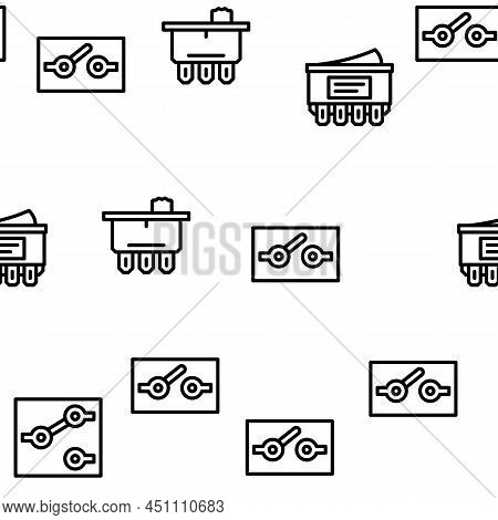Switch Electricity Accessory Vector Seamless Pattern Thin Line Illustration