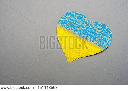 Save Ukraine Sign Support Concept Heart Shape Love Ua. National Symbol Ukraine Painted Child Drawing