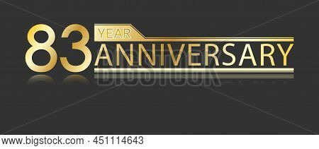 Golden Congratulatory Inscription 83th Anniversary With Reflection. Decorative Element For Postcards