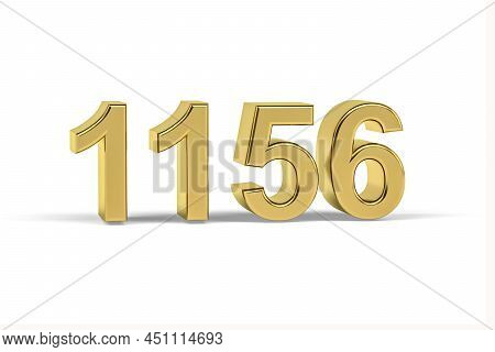Golden 3d Number 1156 - Year 1156 Isolated On White Background - 3d Render