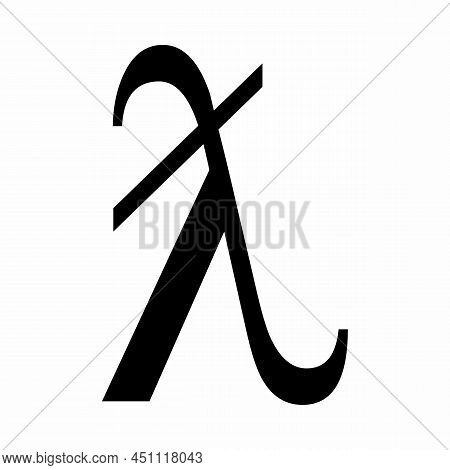 Latin Lambda Symbol With Stroke Isolated On White