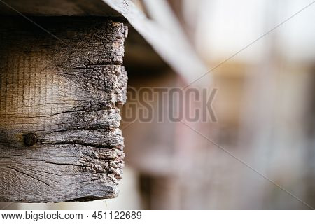 Texture Of An Old Plank. Passing Of Time And Impermanence. Empty Space For Entering Text.