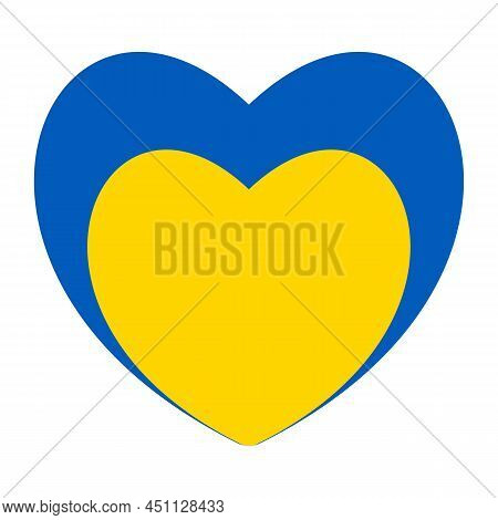 Ukraine Flag Icon In The Shape Of One On One Heart. Abstract Patriotic Ukrainian Flag With Love Symb