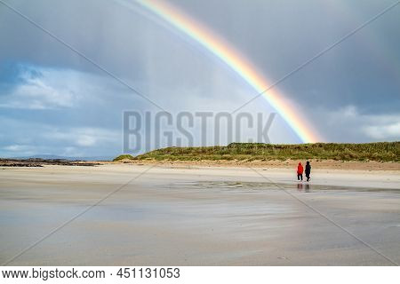Amazing Rainbow Above Carrickfad By Portnoo At Narin Strand In County Donegal Ireland