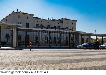 Dzierzoniow Slaski, Poland - April 2021: Owl Mountains Communication Center With Bus Stations And Tr