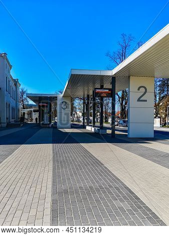 Dzierzoniow Slaski, Poland - April 2021: Owl Mountains Communication Center With Bus Stations And Tr