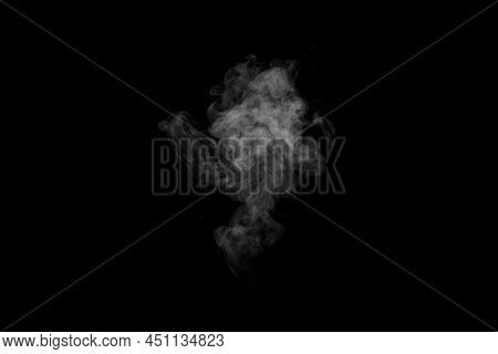 Swirling, Wriggling Smoke, Steam, Isolated On A Black Background For Overlaying On Your Photos. Frag