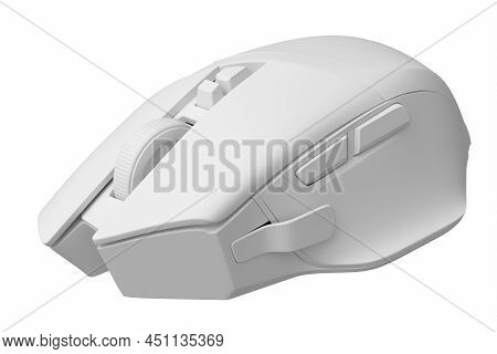 Modern Wireless Gaming Computer Mouse Isolated On White Monochrome Background