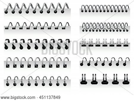 Notebook Spirals, Wire Steel Ring Bindings And Springs For Diary. Spiral Binder Or Ringed For Paper 