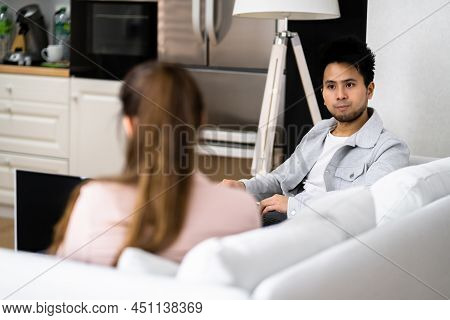 Young Diverse People Working In Coliving Space