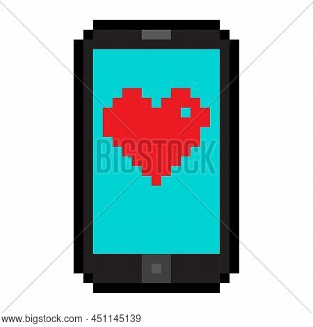Pixel Phone, Great Design For Any Purposes. Mobile Device Concept. Communication Technology. Vector 