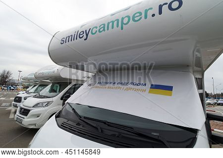 Otopeni, Romania - March 17, 2022: Temporary Accommodation For War Refugee With Children From Ukrain