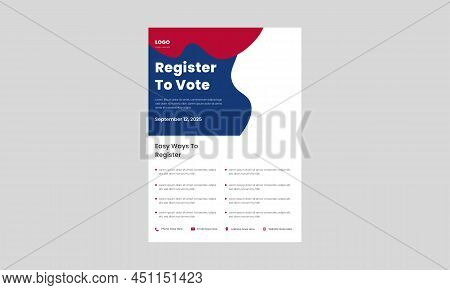 Voter Registration Flyer Design Template. Easy Way Register For Vote Poster, Leaflet Design. Registe