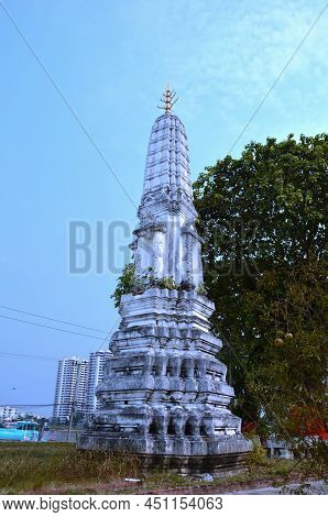 Ancient Architecture Antique Building Stupa Chedi Of Wat Khien Or Khian Buddhist Temple For Thai Peo