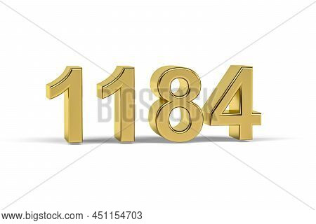 Golden 3d Number 1184 - Year 1184 Isolated On White Background - 3d Render