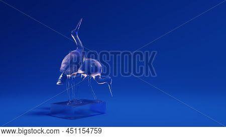 Two Brids Made Of Glass On A Blue Background. 3d Illustration (rendering). Artistic Illustration