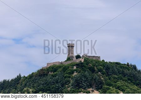Radicofani - Italy. June 04, 2021: Tower Rocca Of Radicofani Fortress On The Tuscan  Hill. Val D'orc