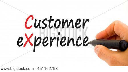 Cx Customer Experience Symbol. Concept Words Cx Customer Experience On White Paper. Businessman Hand