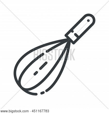 Eggbeater Vector Line Icon Isolated On White Transparent Background. Symbol Of Kitchen Appliance.