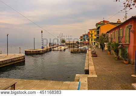Winter At The Castelletto Di Brenzone Waterfront On Lake Garda In Verona Province, Veneto, North Eas