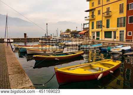 Winter At The Castelletto Di Brenzone Waterfront On Lake Garda In Verona Province, Veneto, North Eas