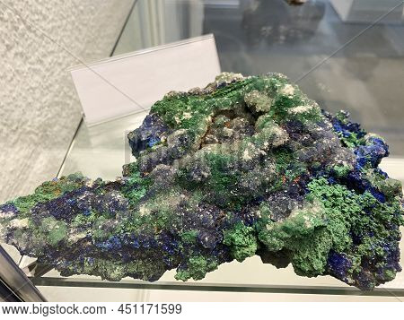 Malachite, Azurite, Aragonite Or Malachit, Azurit, Aragonit (minerals And Crystals In The Exhibition