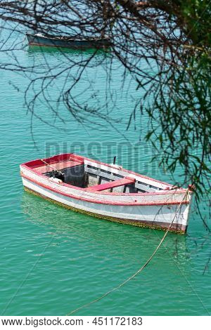 Fishing Boats On The Cachucha Beach In Puerto Real, Cadiz. Andalusia, Spain. Europe.
