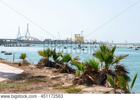 Puerto Real, In The Background The Constitution Bridge, Called La Pepa. Cadiz. Andalusia, Spain. Eur