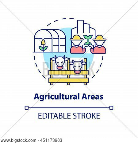 Agricultural Areas Concept Icon. Land Use Classification Abstract Idea Thin Line Illustration. Place