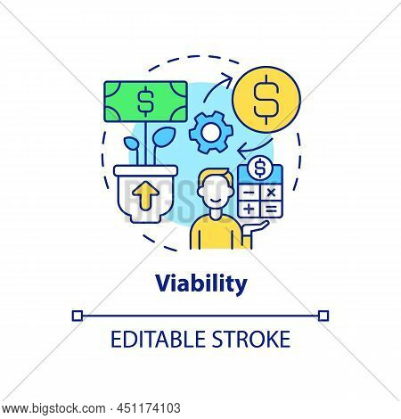 Viability Concept Icon. Sustainable Land Management Objective Abstract Idea Thin Line Illustration. 