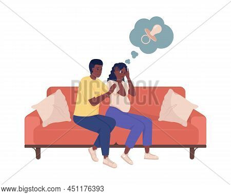 Pregnancy Worry Episode Semi Flat Color Vector Characters. Sitting Figures. Full Body People On Whit