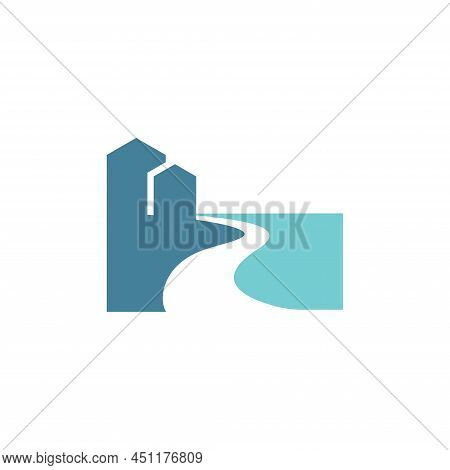 Coastal Residence Logo Design Illustration Vector Template