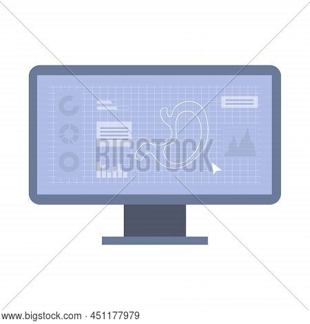 3d Model Of Stomach On Computer Screen For Bioprinting. Medical Program, Diagnostics, Research. Orga