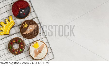 Spanish Epiphany Cake Roscon De Reyes White Copy Space Background