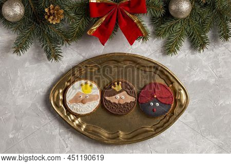 Spanish Epiphany Cake Roscon De Reyes White Copy Space Background