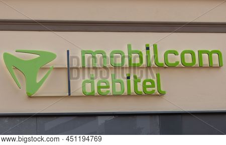 Giessen, Germany - 2021-09-21: Mobilcom Debitel Signage At The Facade Of A Shopping Mall In Giessen.
