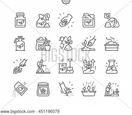 Fertilizer. Plants. Agriculture And Growing. Natural Fertilizer. Pixel Perfect Vector Thin Line Icon