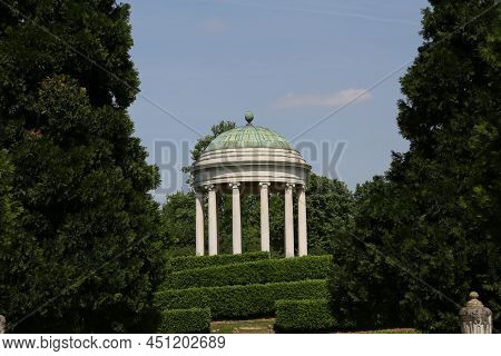 Ancient Temple In The Public Park Of The City Of Vicenza With The Dome Of The Tee And Oxidized Coppe