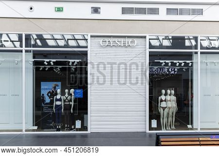 Closed Clothing Store Oysho In The Mall. Front View. Economic Sanctions During The Period Of Hostili